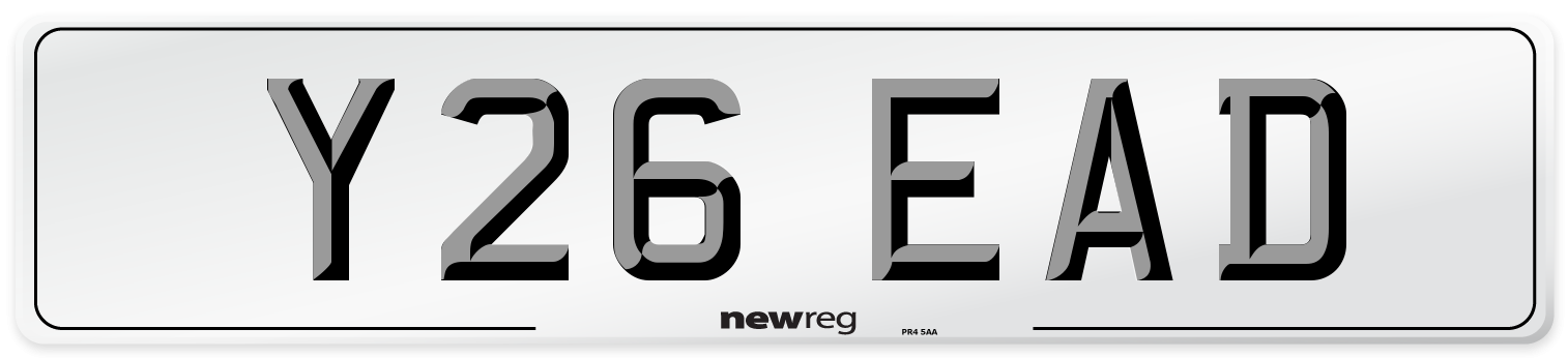 Y26 EAD Number Plate from New Reg
